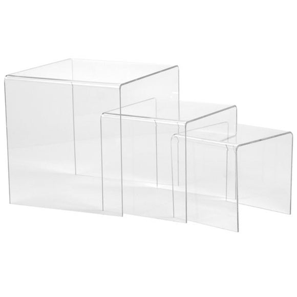Set of 3 Acrylic Risers - Large - Clear