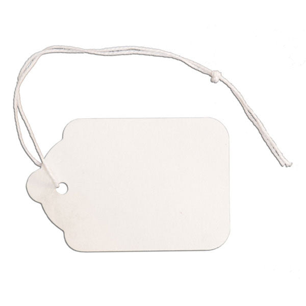 Merchandise Tag with String - 1-1/8 x 1-3/4 - White – Omaha Fixture