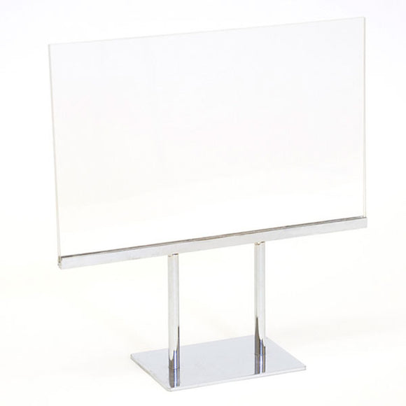 Twin Stem Countertop Sign Holder - Acrylic Frame - Horizontal - 11