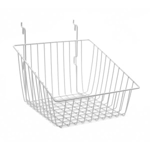 Wire Basket - Universal Bracket - 12" x 12" x 8" - Sloping - White
